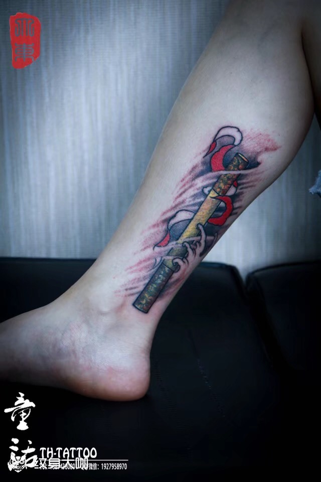 金箍棒_纹身图案手稿图片_瞳画的纹身作品集