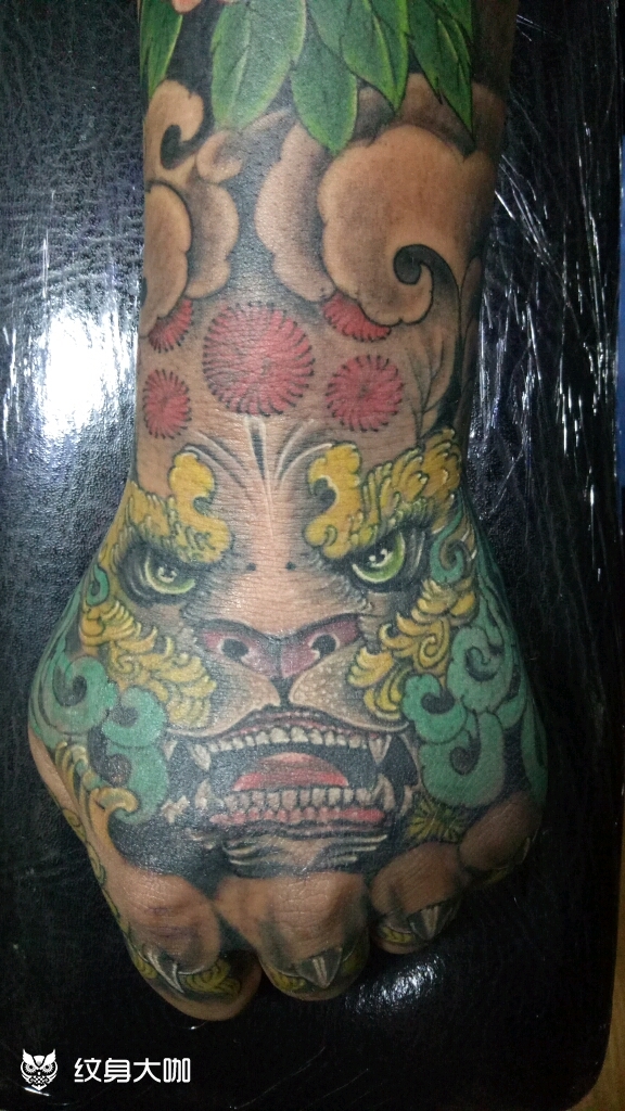 手面狮王,牡丹_纹身图案手稿图片_荆春杰的纹身作品集