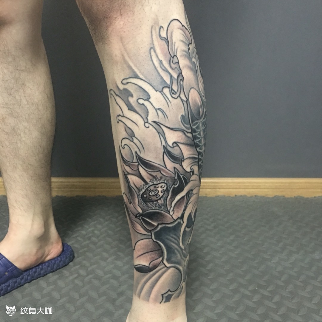 小腿外侧_纹身图案手稿图片_张小崽的纹身作品集