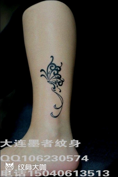 脚踝图腾蝴蝶_纹身图案手稿图片_墨者的纹身作品集