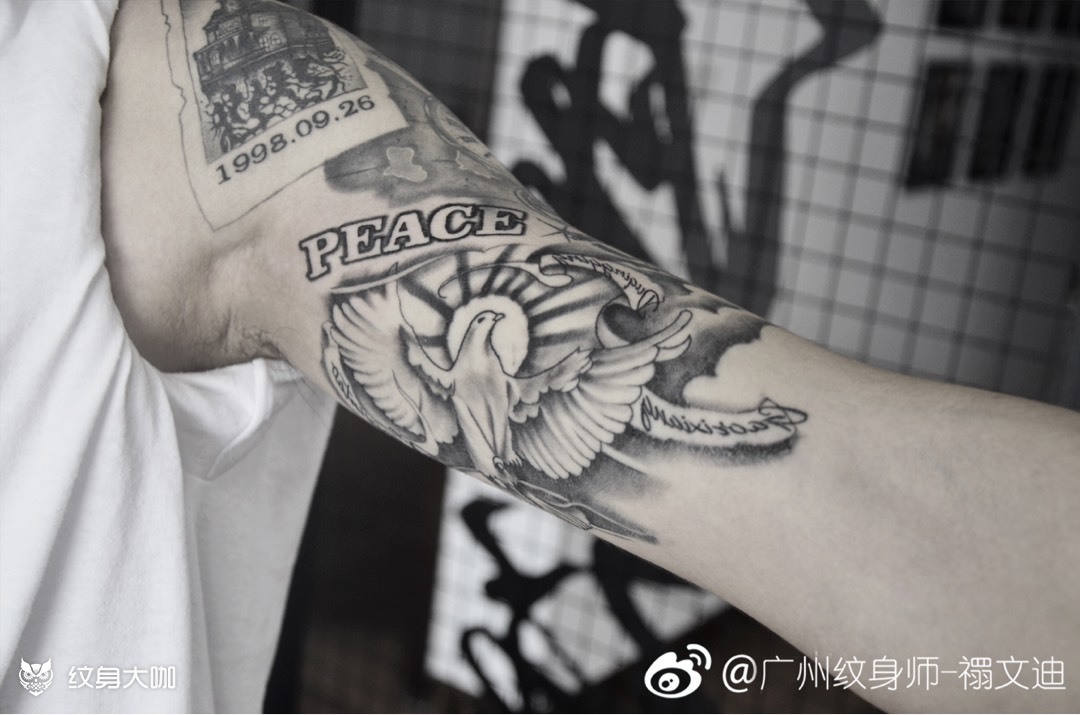和平鸽_纹身图案手稿图片_禤文迪的纹身作品集