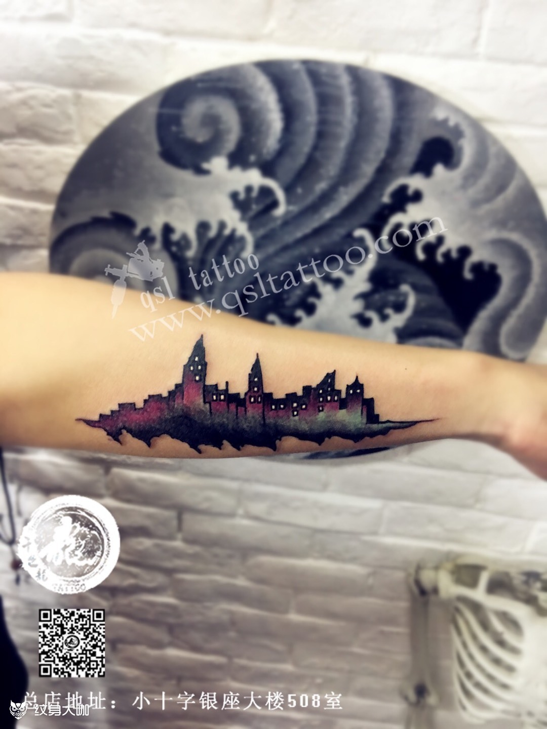 遮盖旧纹身 城市建筑_纹身图案手稿图片_朱勇的纹身作品集