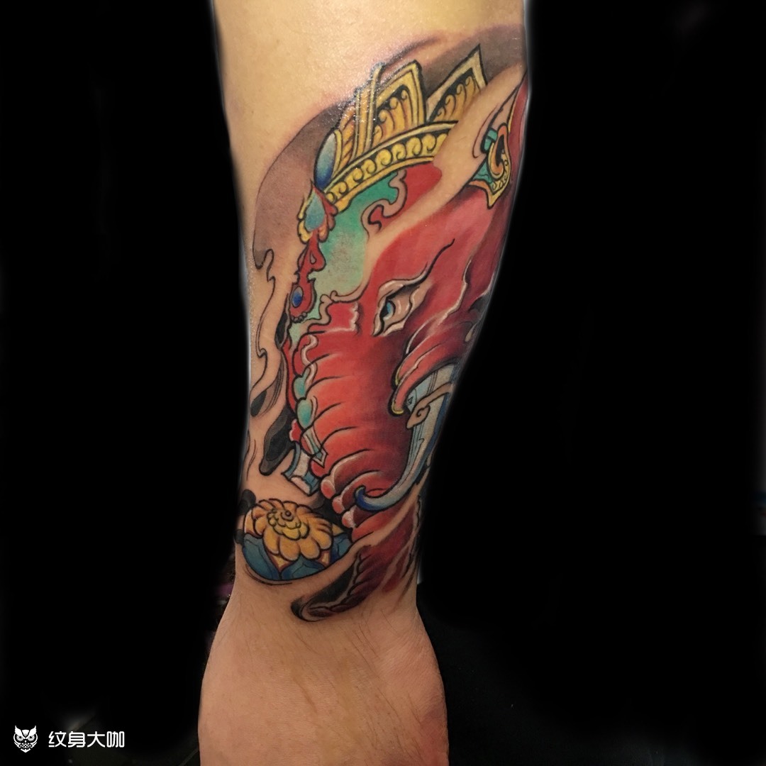 彩色象神_纹身图案手稿图片_lim的纹身作品集
