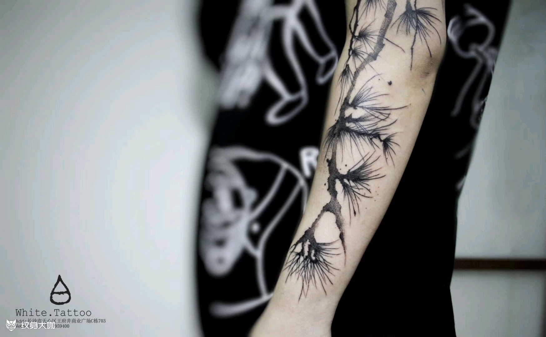 迎客松_纹身图案手稿图片_鱼肚白的纹身作品集
