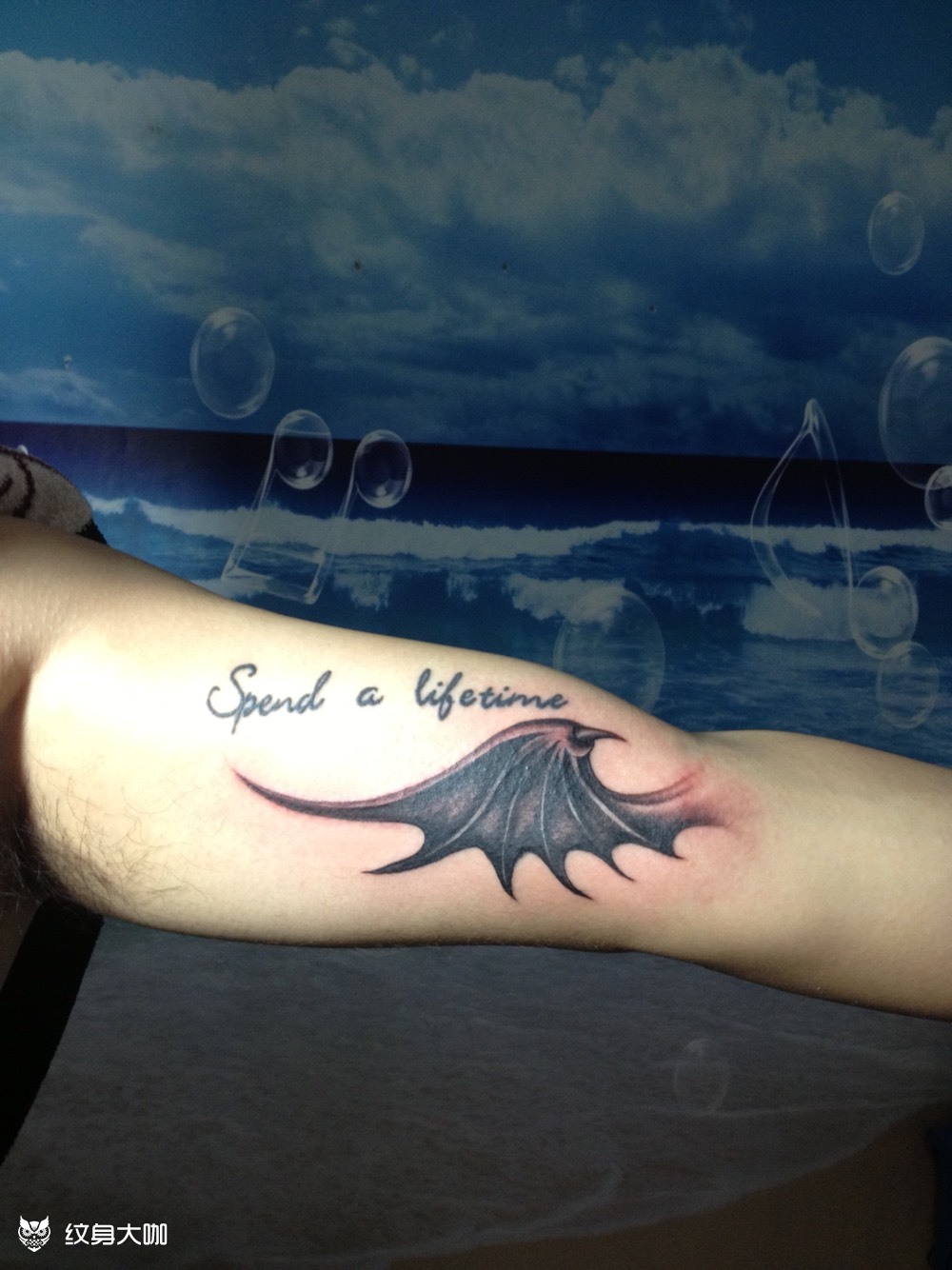 恶魔之翼_纹身图案手稿图片_刘明的纹身作品集