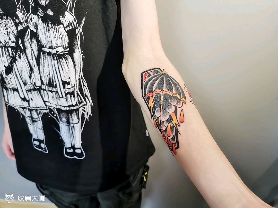 雨伞_纹身图案手稿图片_千叶的纹身作品集