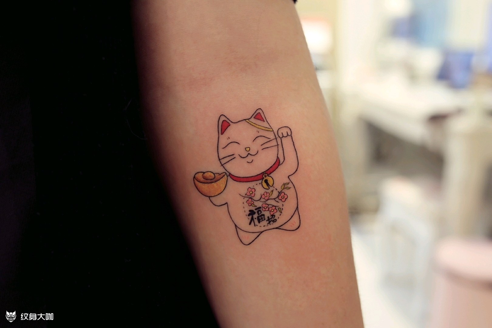 招财猫_纹身图案手稿图片_jessie的纹身作品集