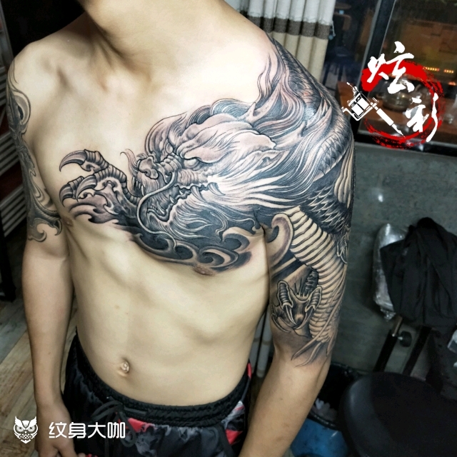 过肩龙_纹身图案手稿图片_甄阳的纹身作品集
