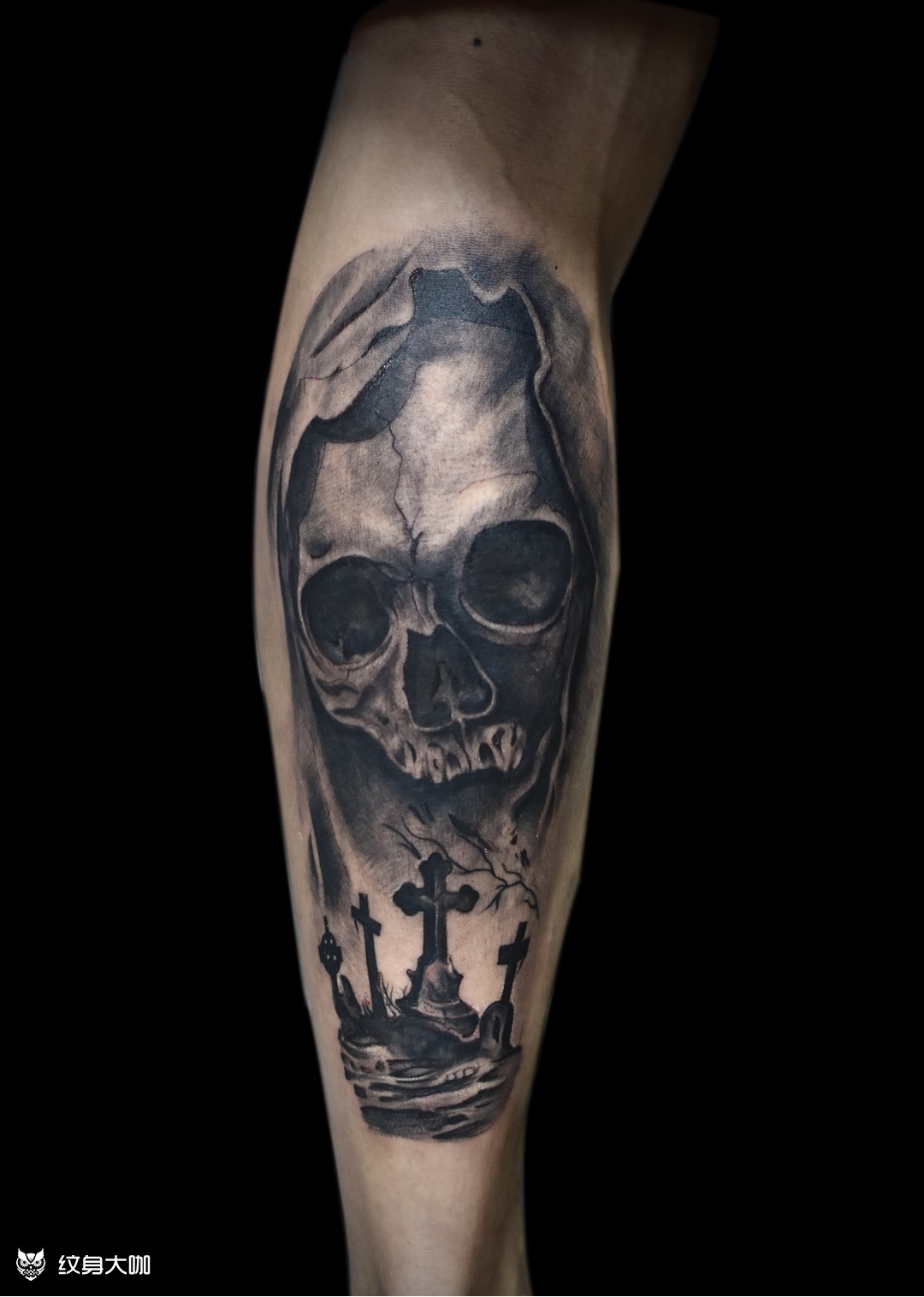 墓地骷髅头_纹身图案手稿图片_hugo的纹身作品集
