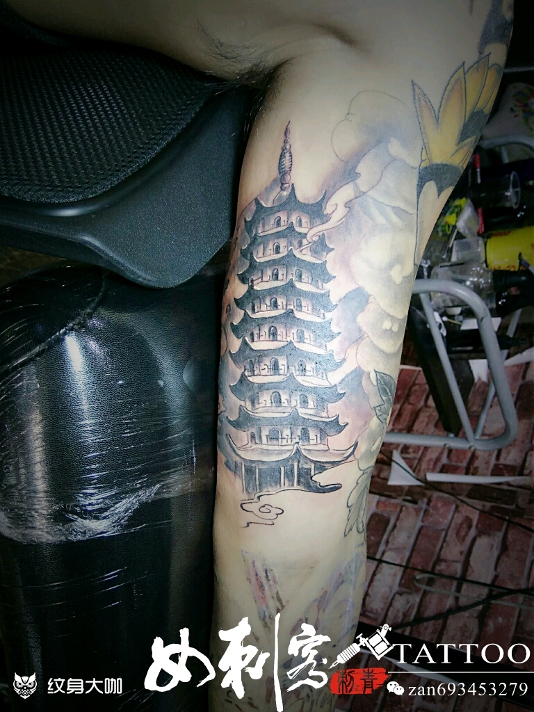 宝塔镇河妖_纹身图案手稿图片_阿左的纹身作品集