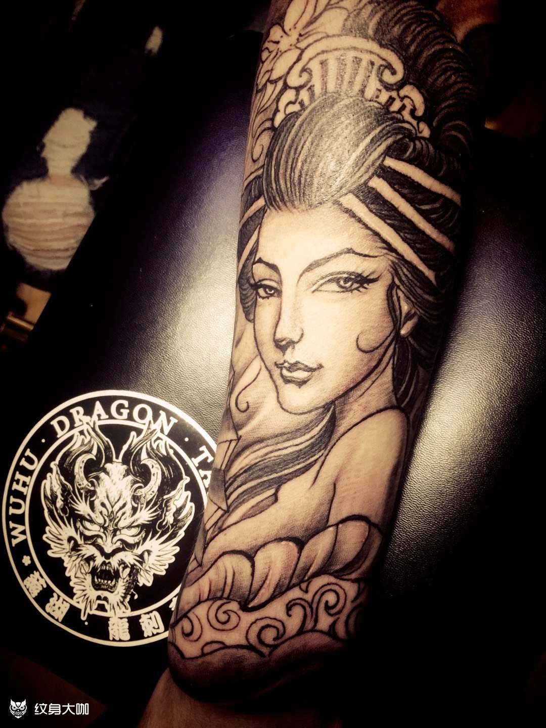 半臂 艺妓 _纹身图案手稿图片_龙龙的纹身作品集