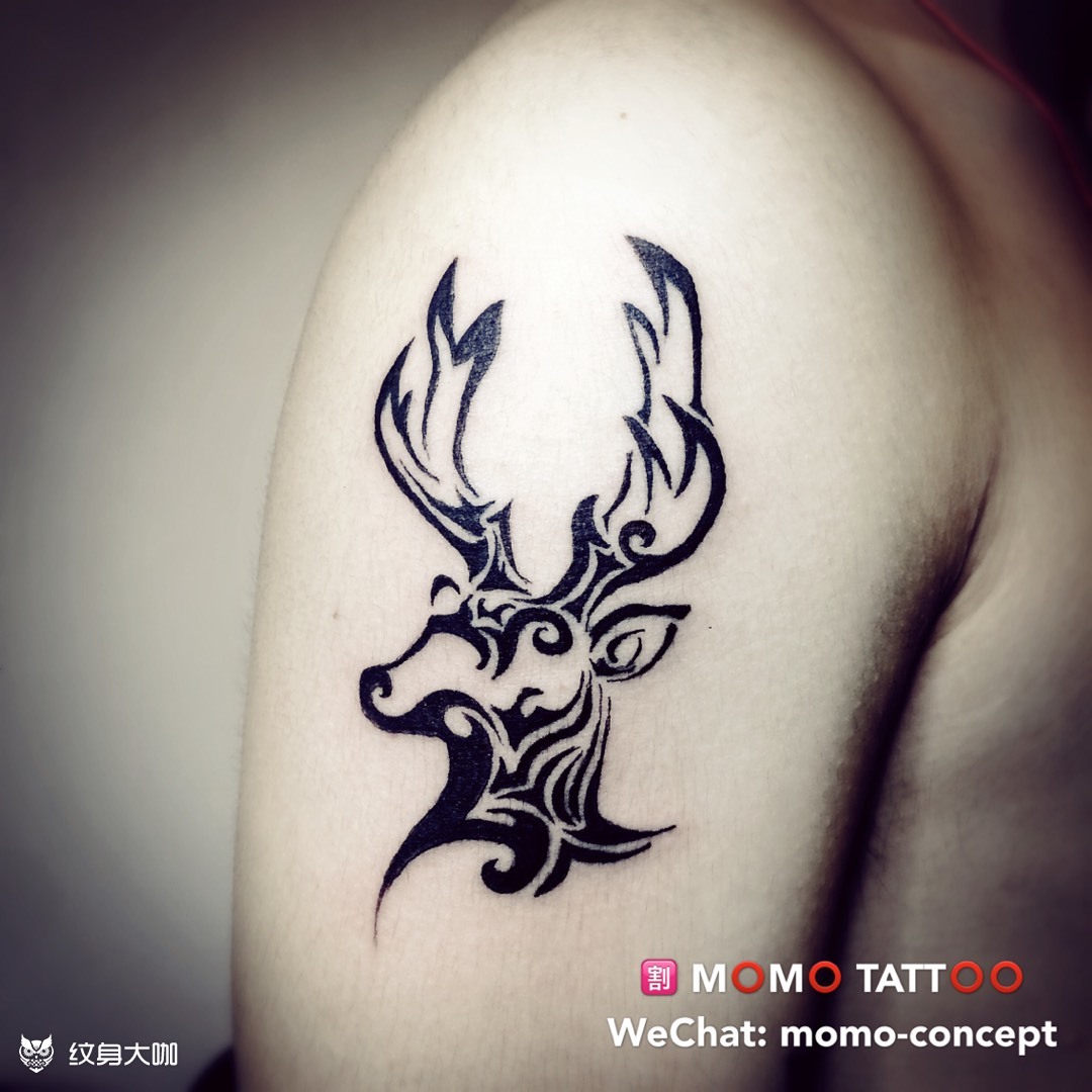 麋鹿图腾_纹身图案手稿图片_莫维杰的纹身作品集