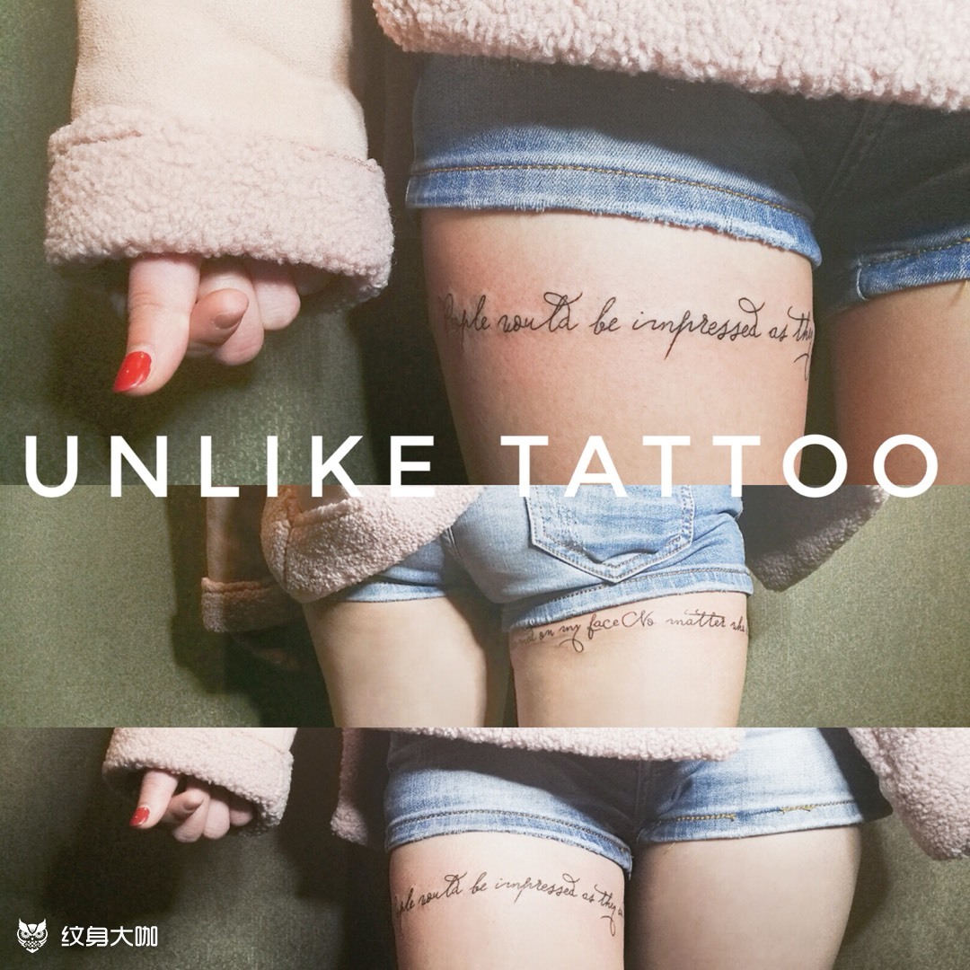 女生大腿纹身图案英文图片