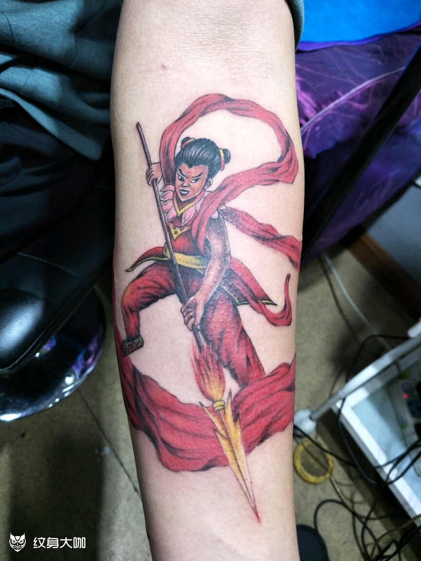 哪吒_纹身图案手稿图片_王峰的纹身作品集