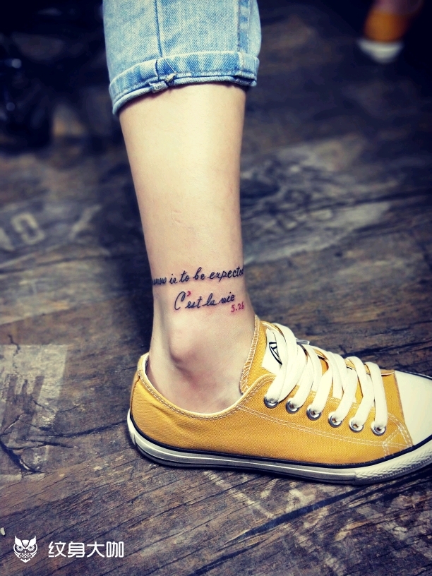 脚踝字母_纹身图案手稿图片_amy的纹身作品集