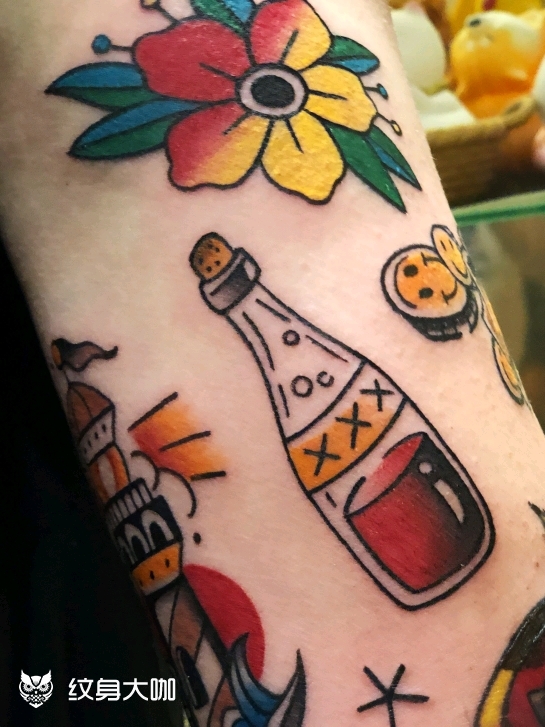 酒瓶_纹身图案手稿图片_firsttattoo的纹身作品集