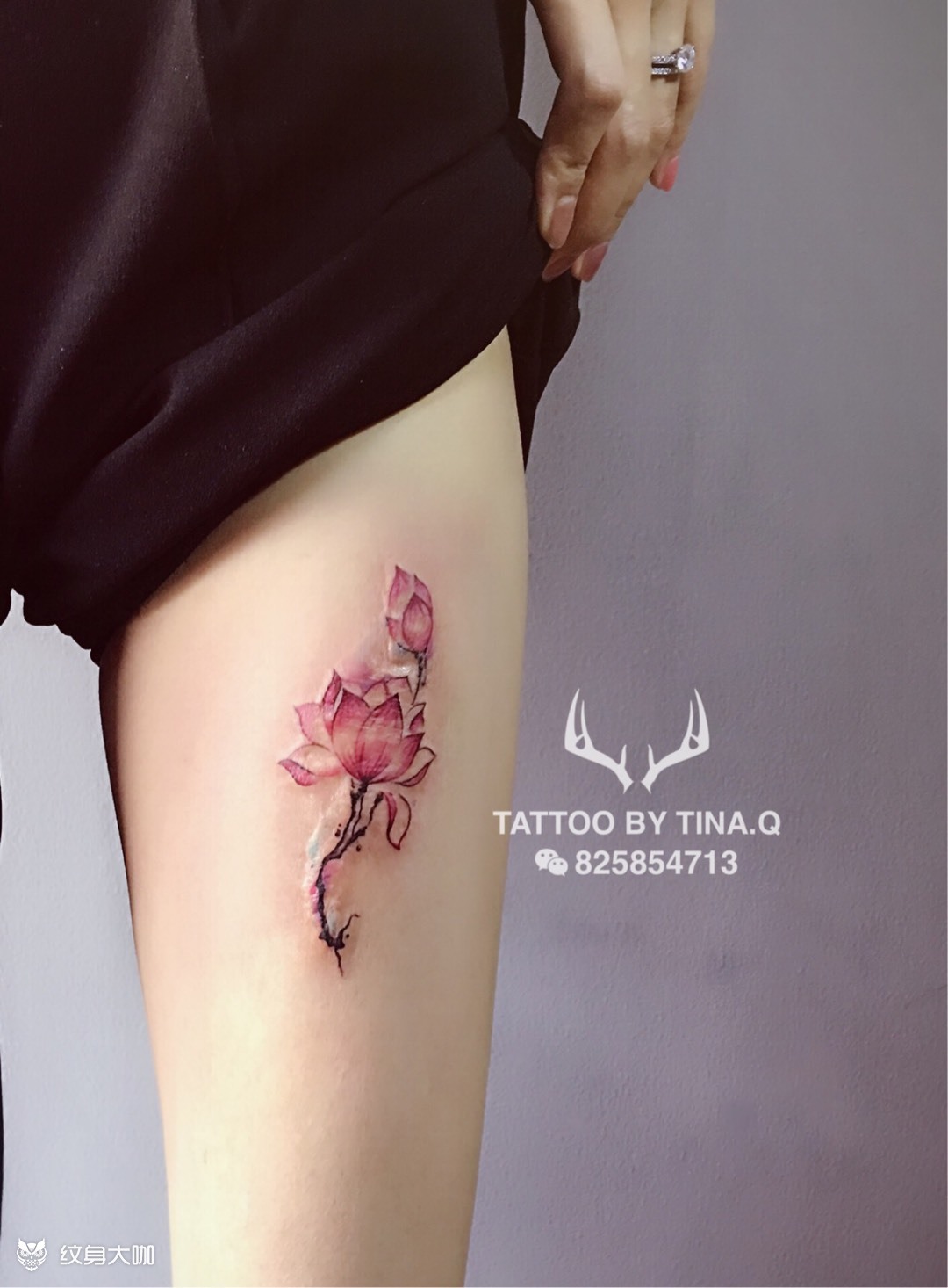 疤痕遮盖 荷花_纹身图案手稿图片_tina.q的纹身作品集
