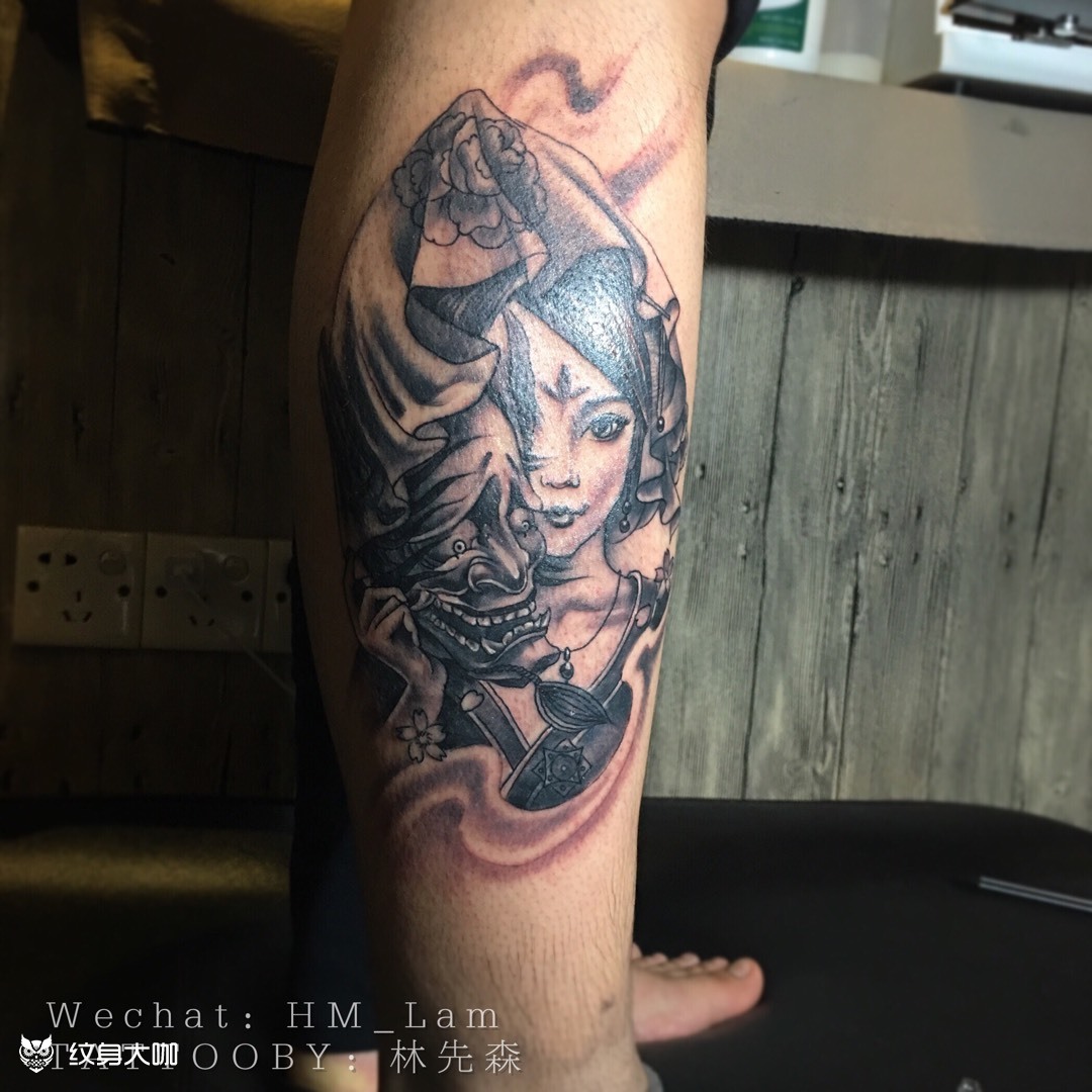 般若 艺妓_纹身图案手稿图片_林先森的纹身作品集