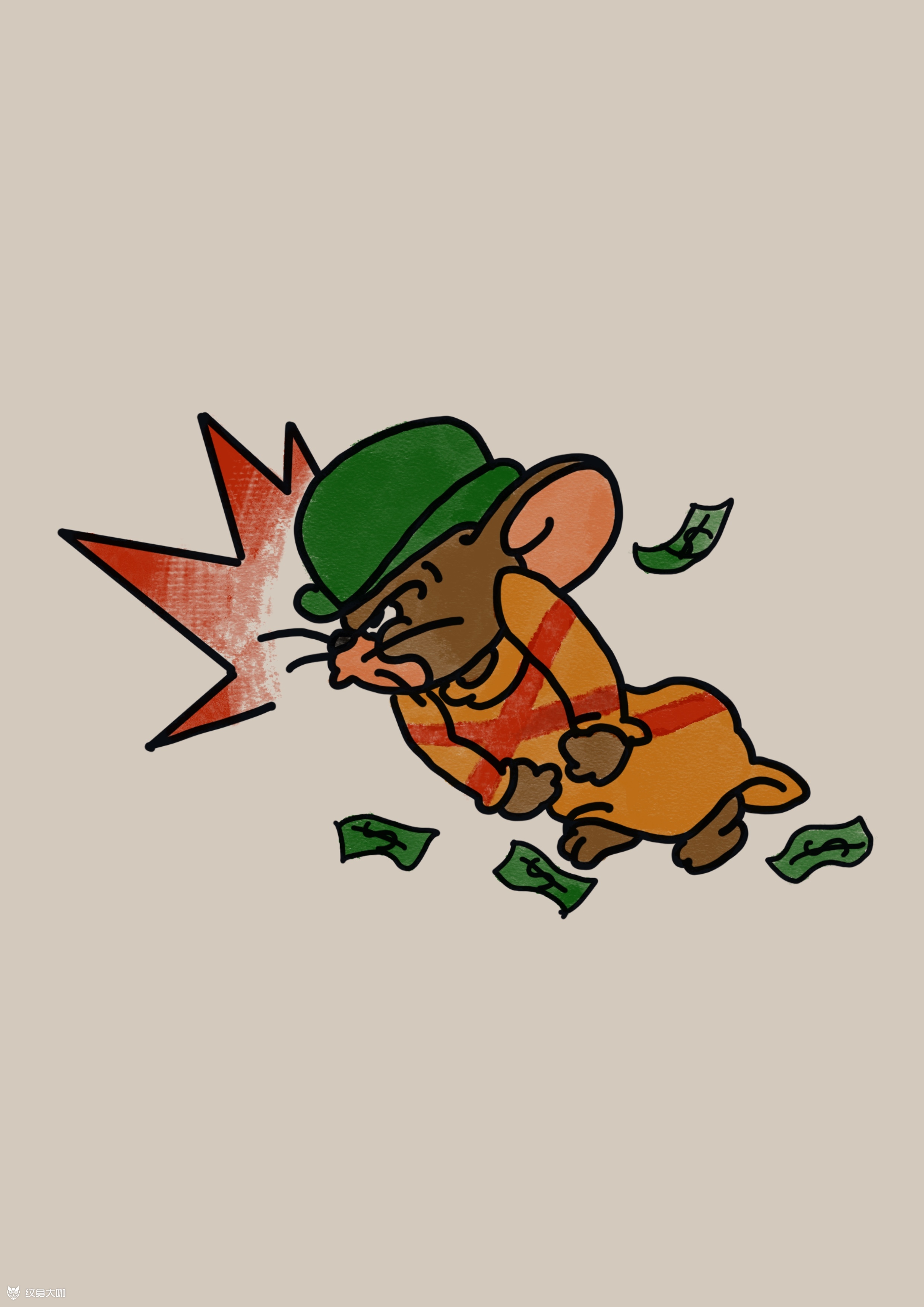 猫和老鼠题材 杰瑞为了钱愤怒_纹身吧社区 - 纹身大咖