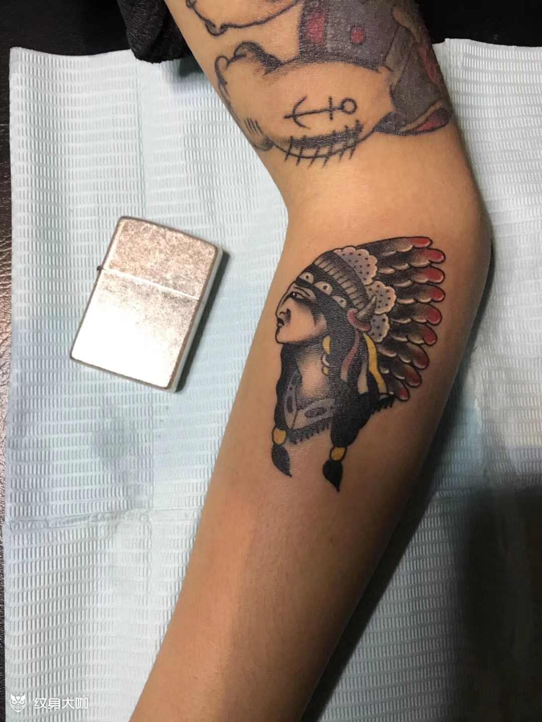 打火机大小印第安人_纹身图案手稿图片_刘欣洋的纹身作品集