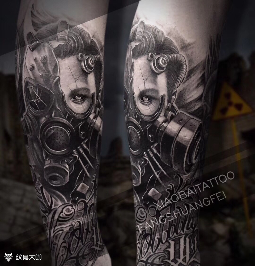 暗黑防毒面具小李子_纹身图案手稿图片_方双飞的纹身作品集