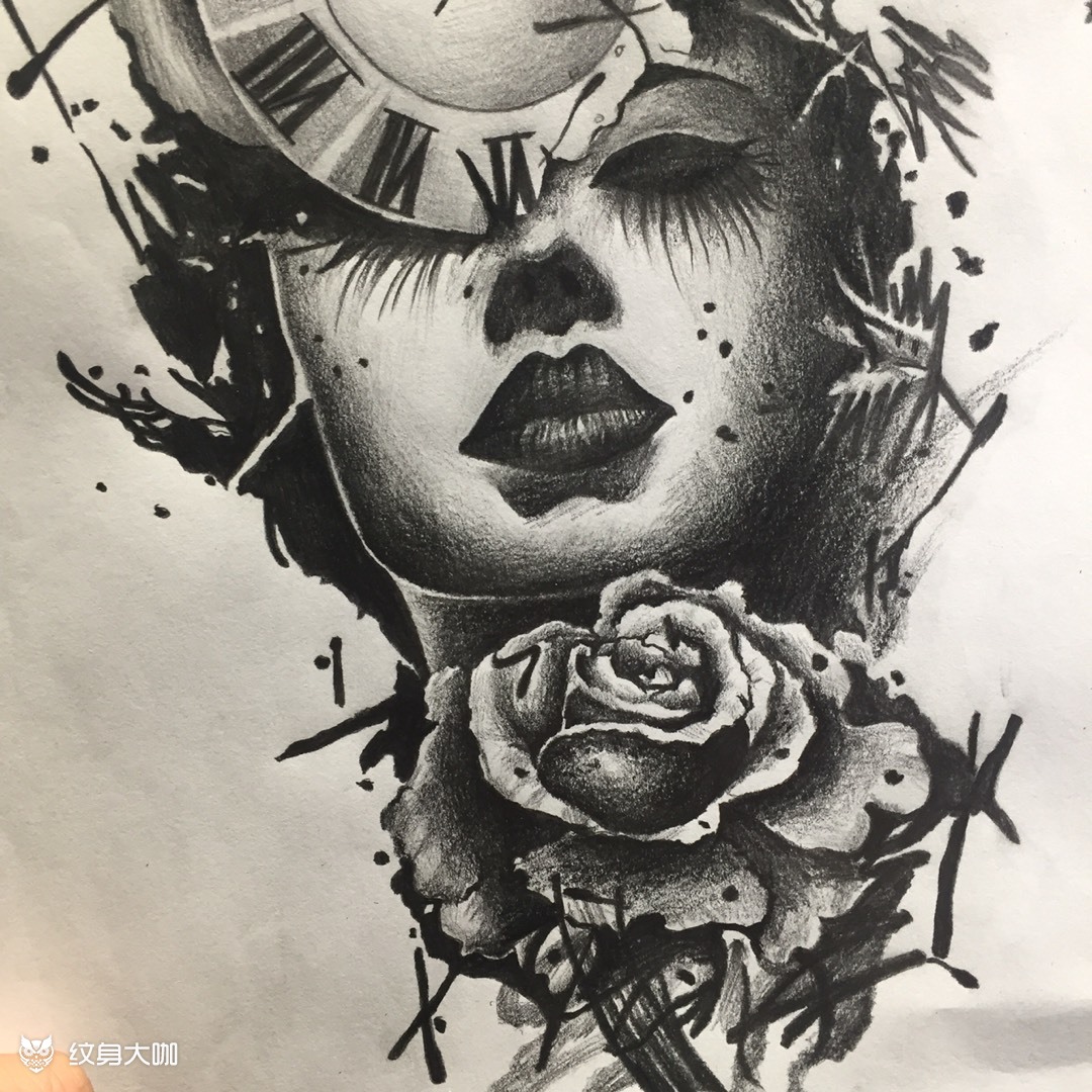 欧美写实手稿_纹身图案手稿图片_邵博文的纹身作品集