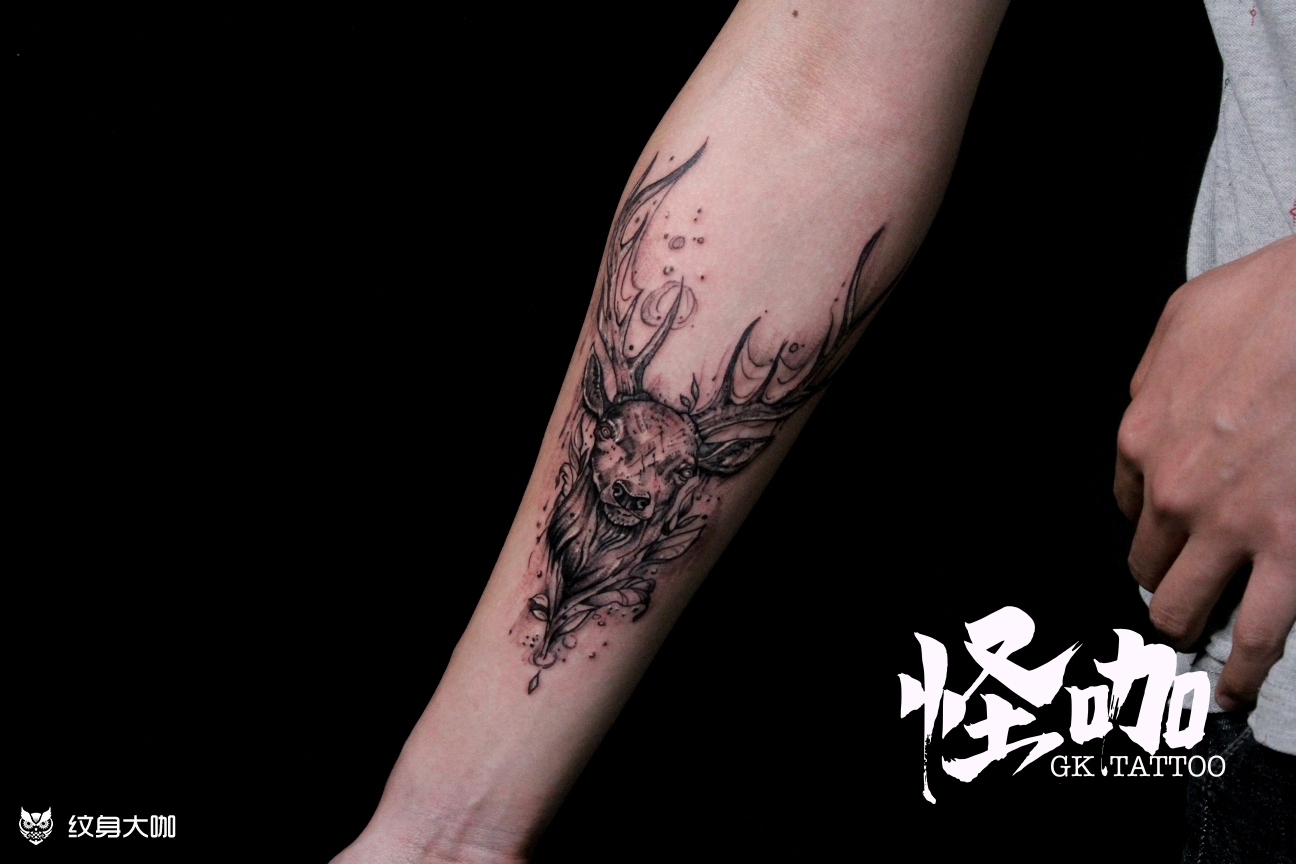 麋鹿_纹身图案手稿图片_蛙蛙的纹身作品集