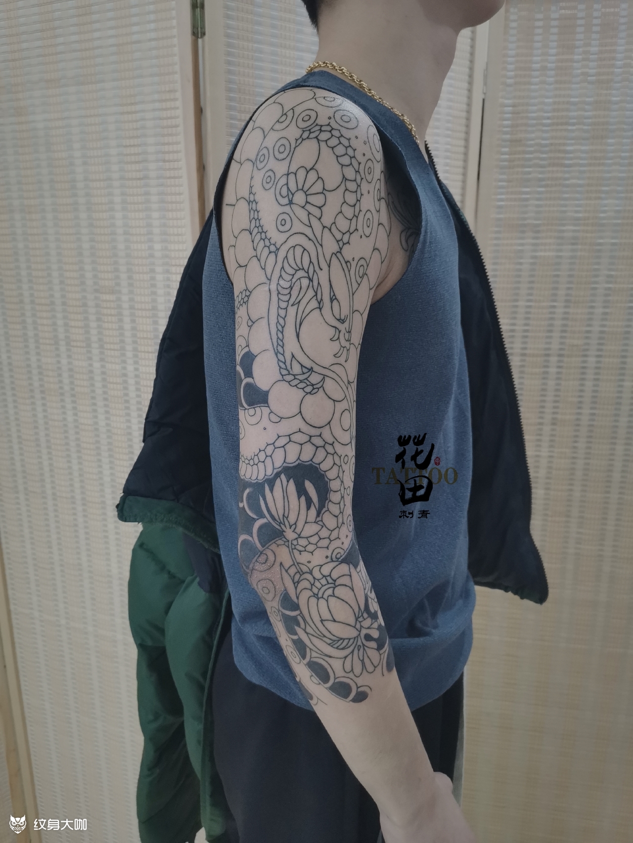 老传统半甲七分袖_纹身图案手稿图片_李云的纹身作品集