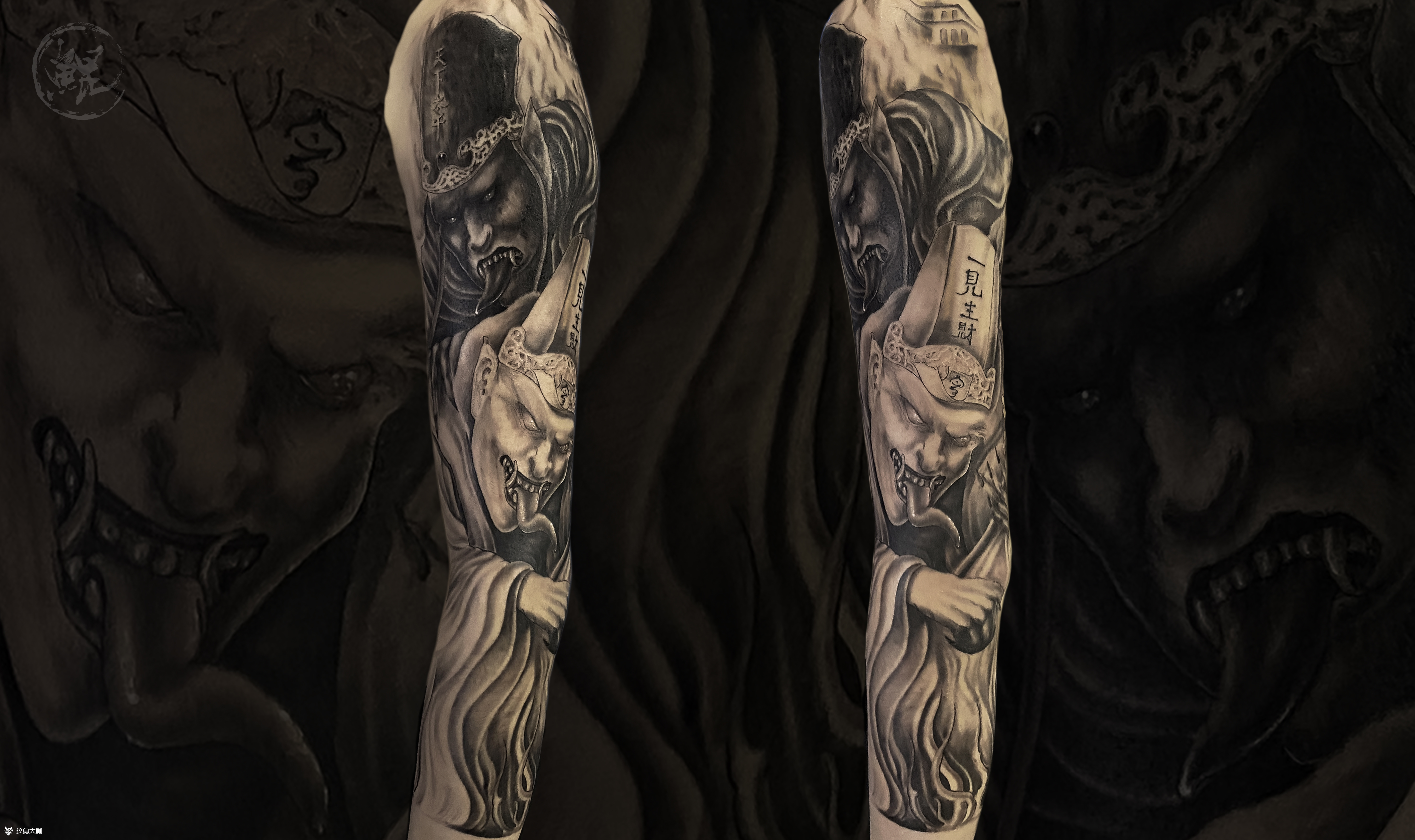黑白无常(通臂)_纹身图案手稿图片_北鸣的纹身作品集