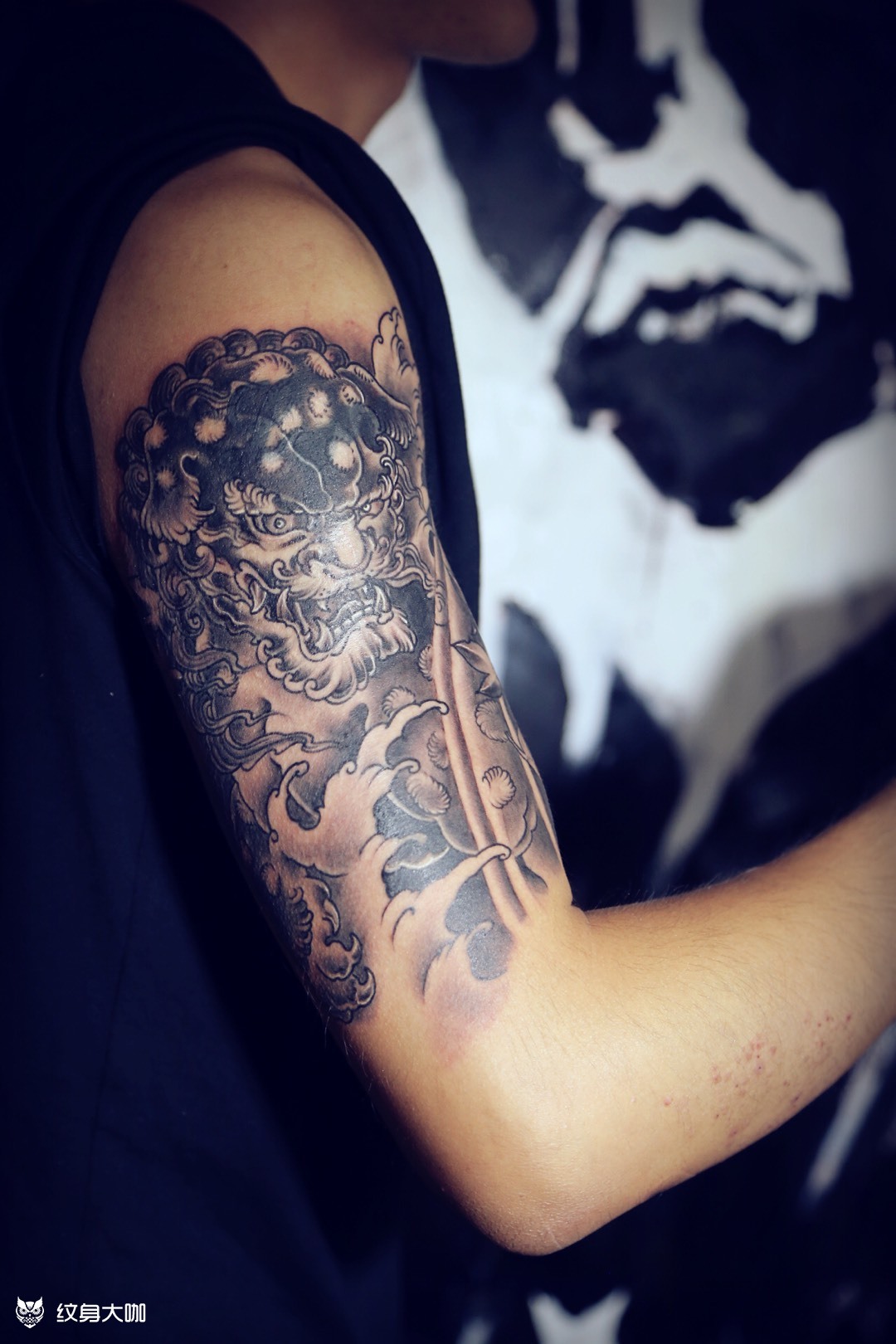 唐狮子遮盖图_纹身图案手稿图片_大漫的纹身作品集