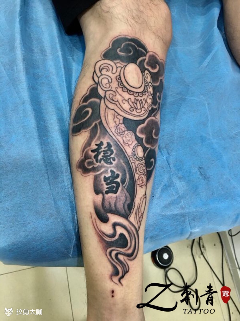 小腿单侧如意_纹身图案手稿图片_露的纹身作品集