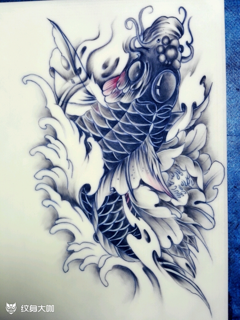 锦鲤_纹身图案手稿图片_凌云刺客的纹身作品集