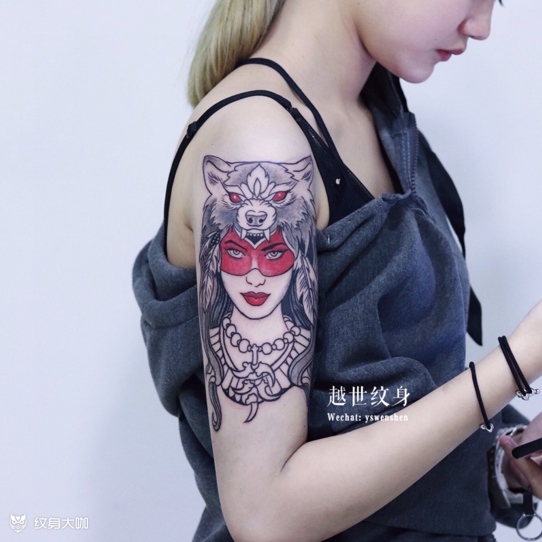 狼女_纹身图案手稿图片_刘越的纹身作品集