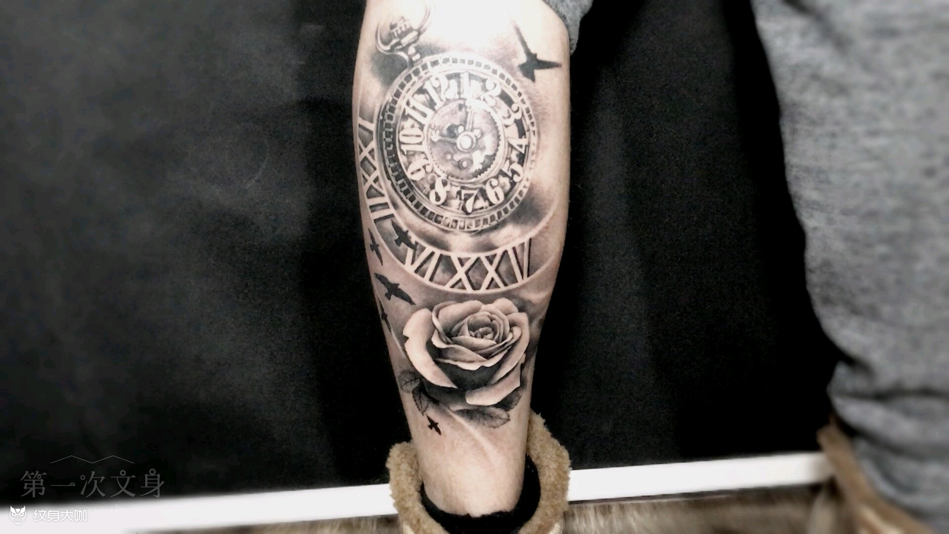 钟表玫瑰_纹身图案手稿图片_firsttattoo的纹身作品集
