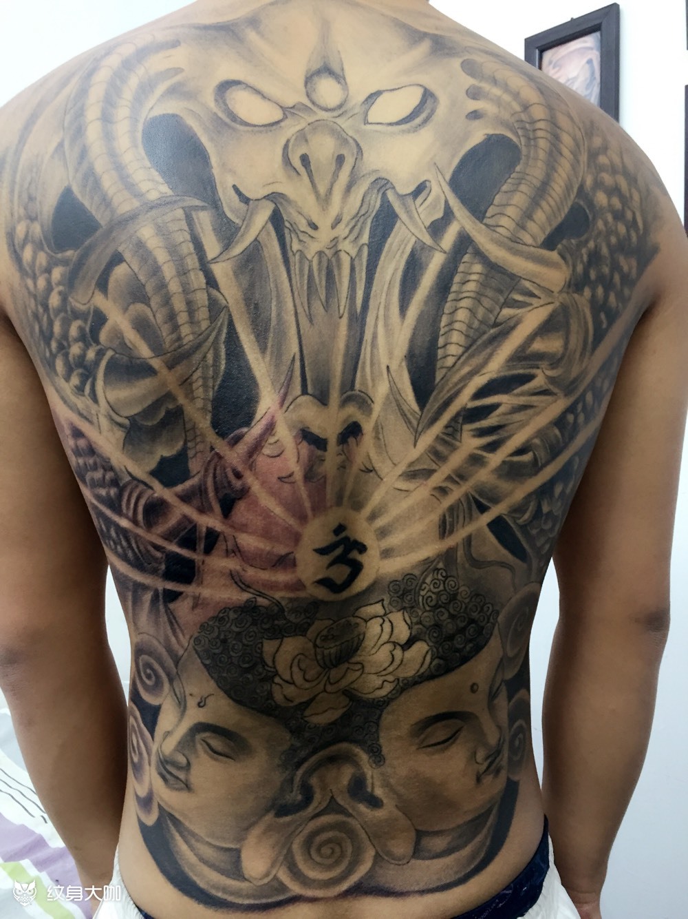 修罗双面佛_纹身图案手稿图片_骆文宇的纹身作品集