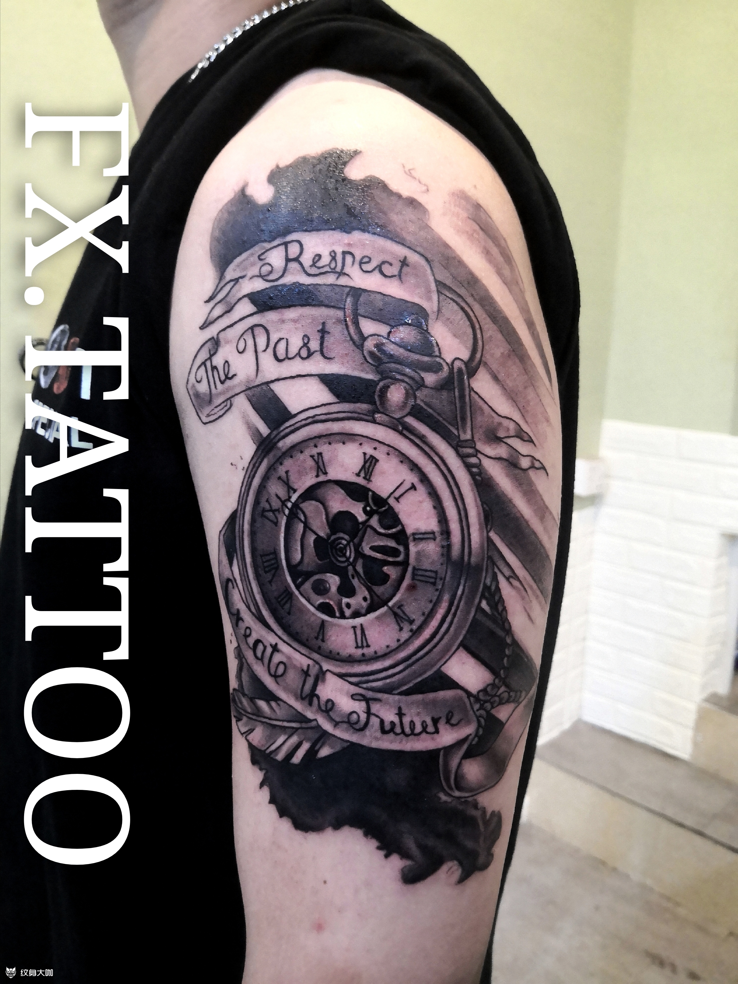 写实钟表_纹身图案手稿图片_田政奇的纹身作品集