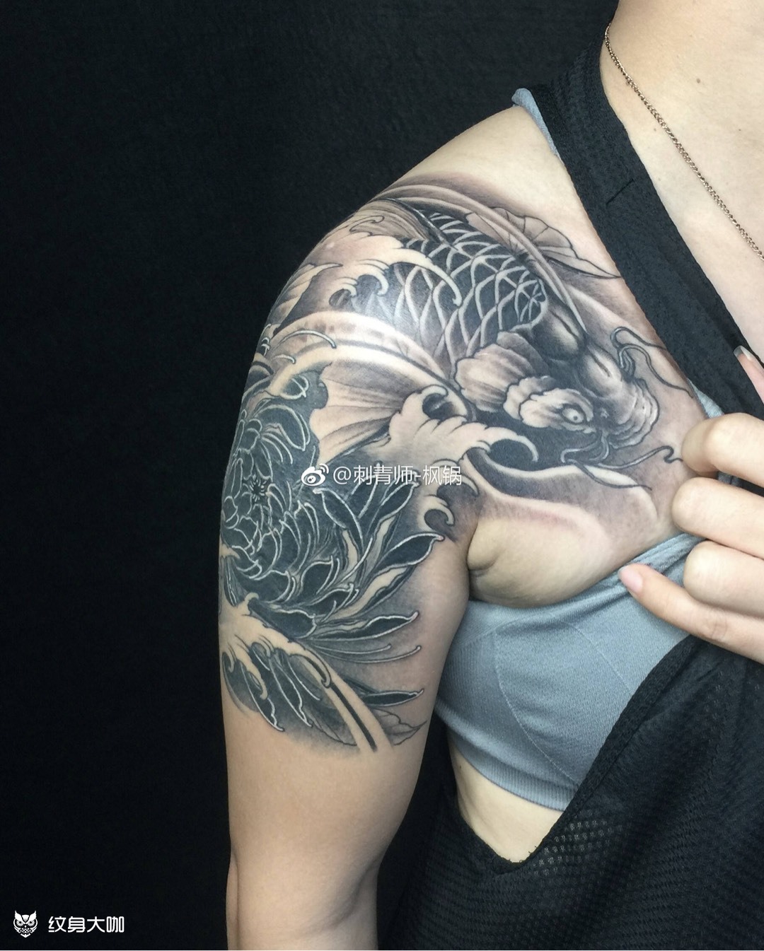 鲤鱼 遮盖_纹身图案手稿图片_枫枫枫的纹身作品集