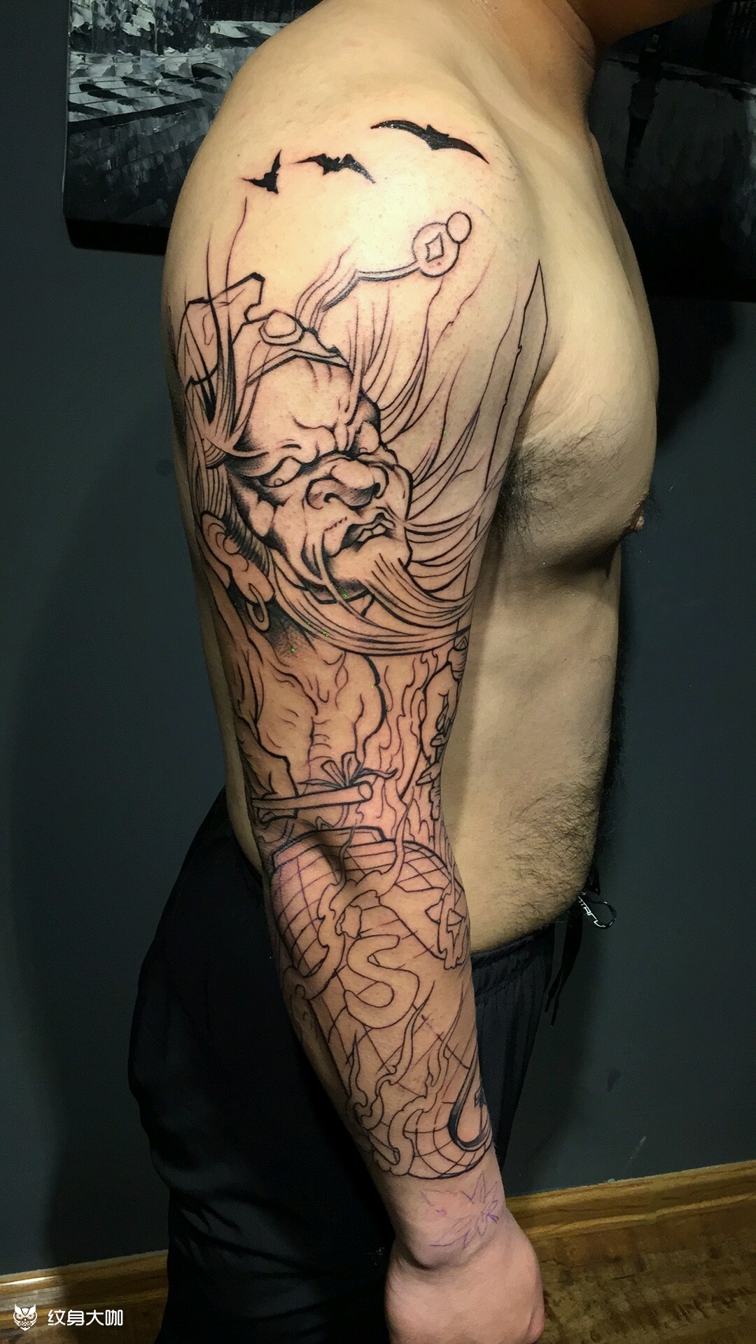 新传统钟馗花臂