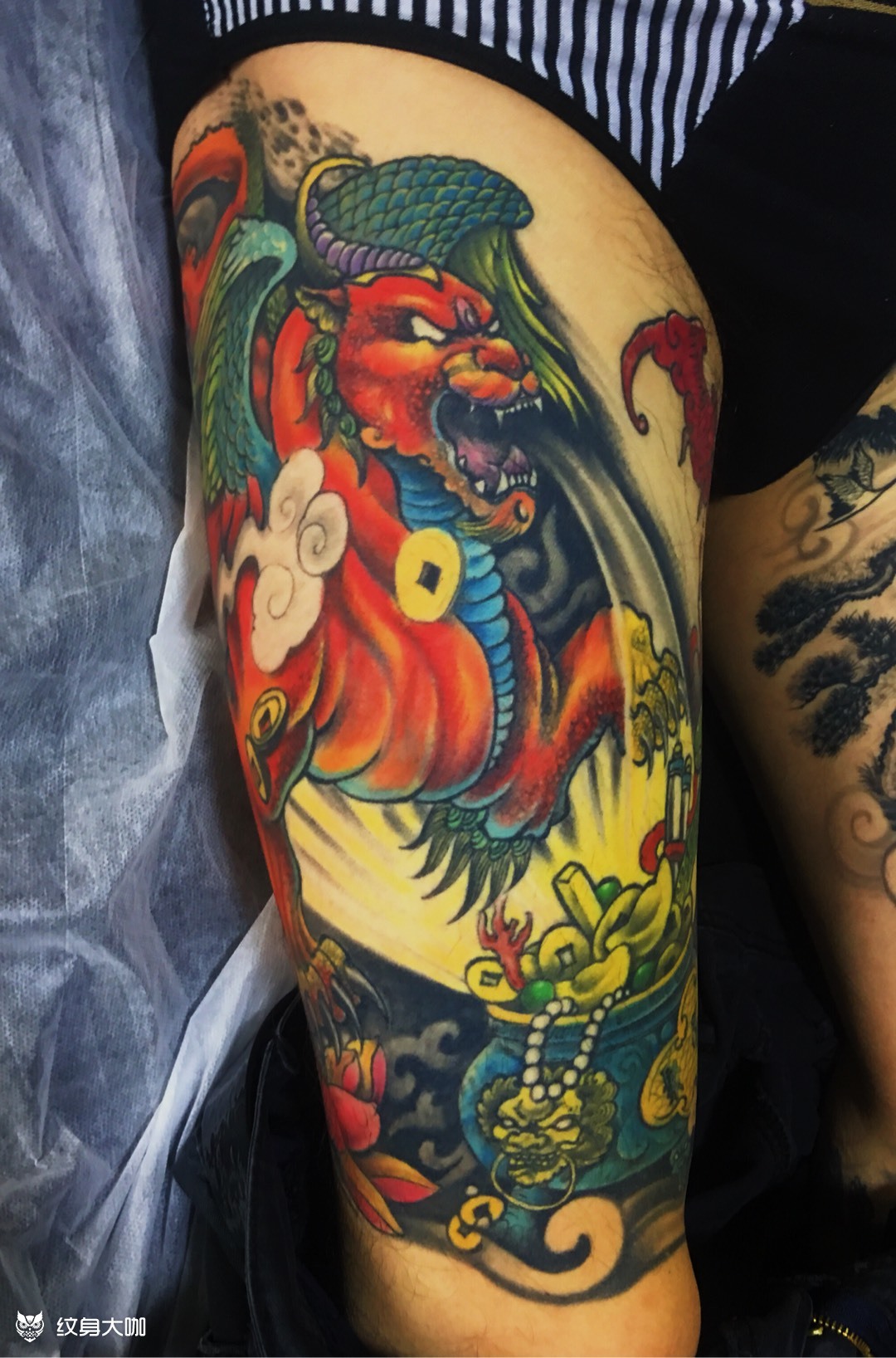 貔貅,大腿_纹身图案手稿图片_葛树杰1的纹身作品集
