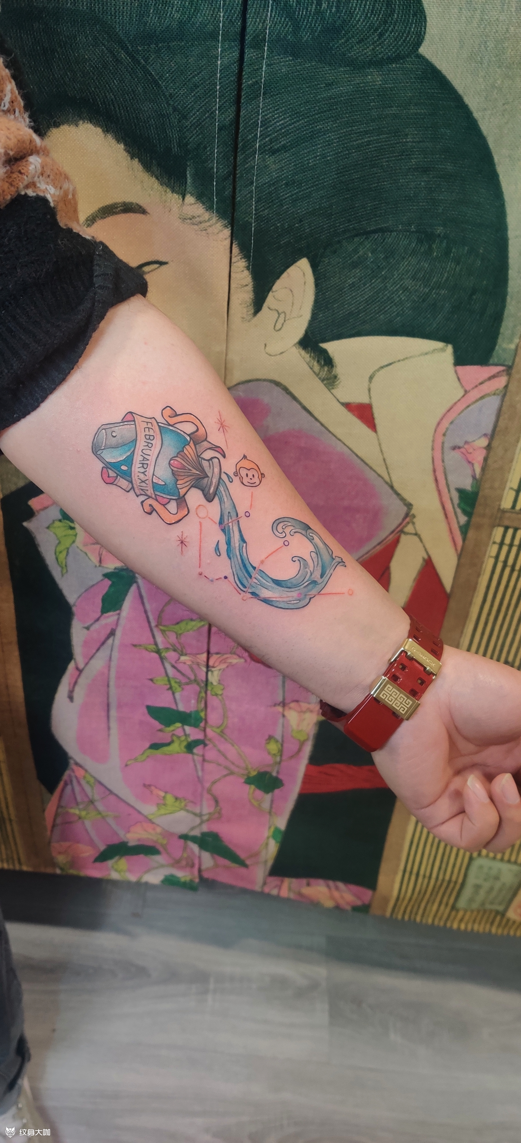 水瓶74子_纹身图案手稿图片_王朝的纹身作品集