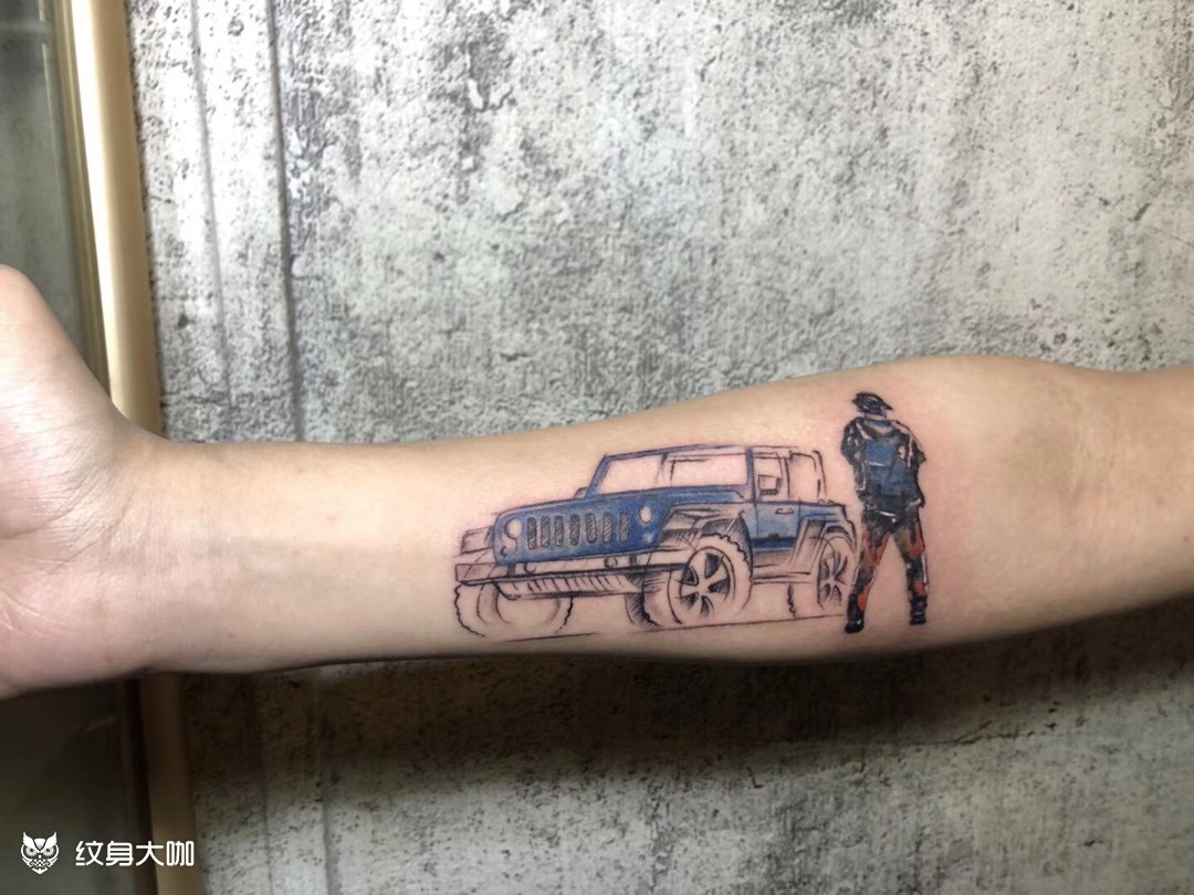 吉普车_纹身图案手稿图片_傲世首席-武迪的纹身作品集