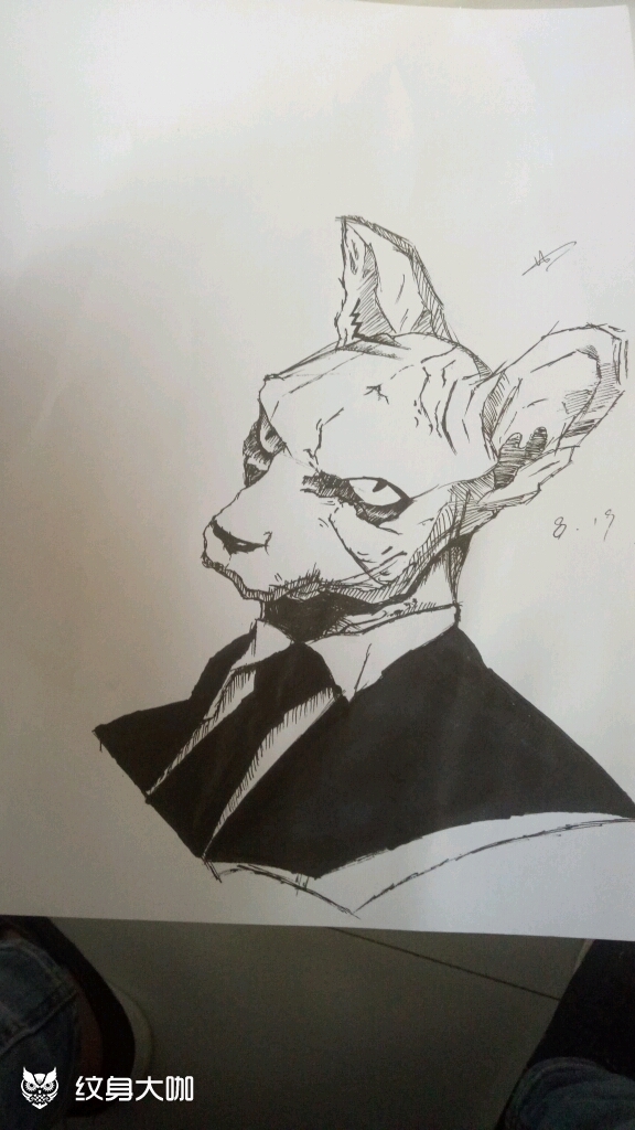 流氓猫还是社会猫来着_纹身图案手稿图片_吴译航的纹身作品集