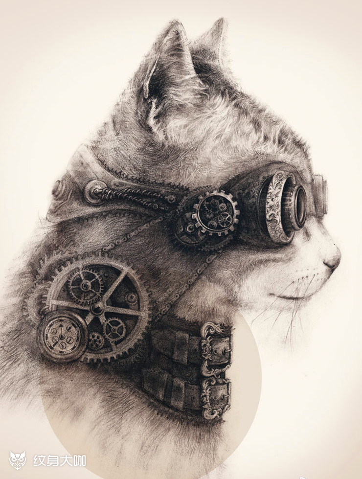 蒸汽朋克 复古图案纹身