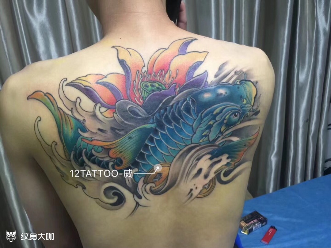 半背鲤鱼_纹身图案手稿图片_威的纹身作品集