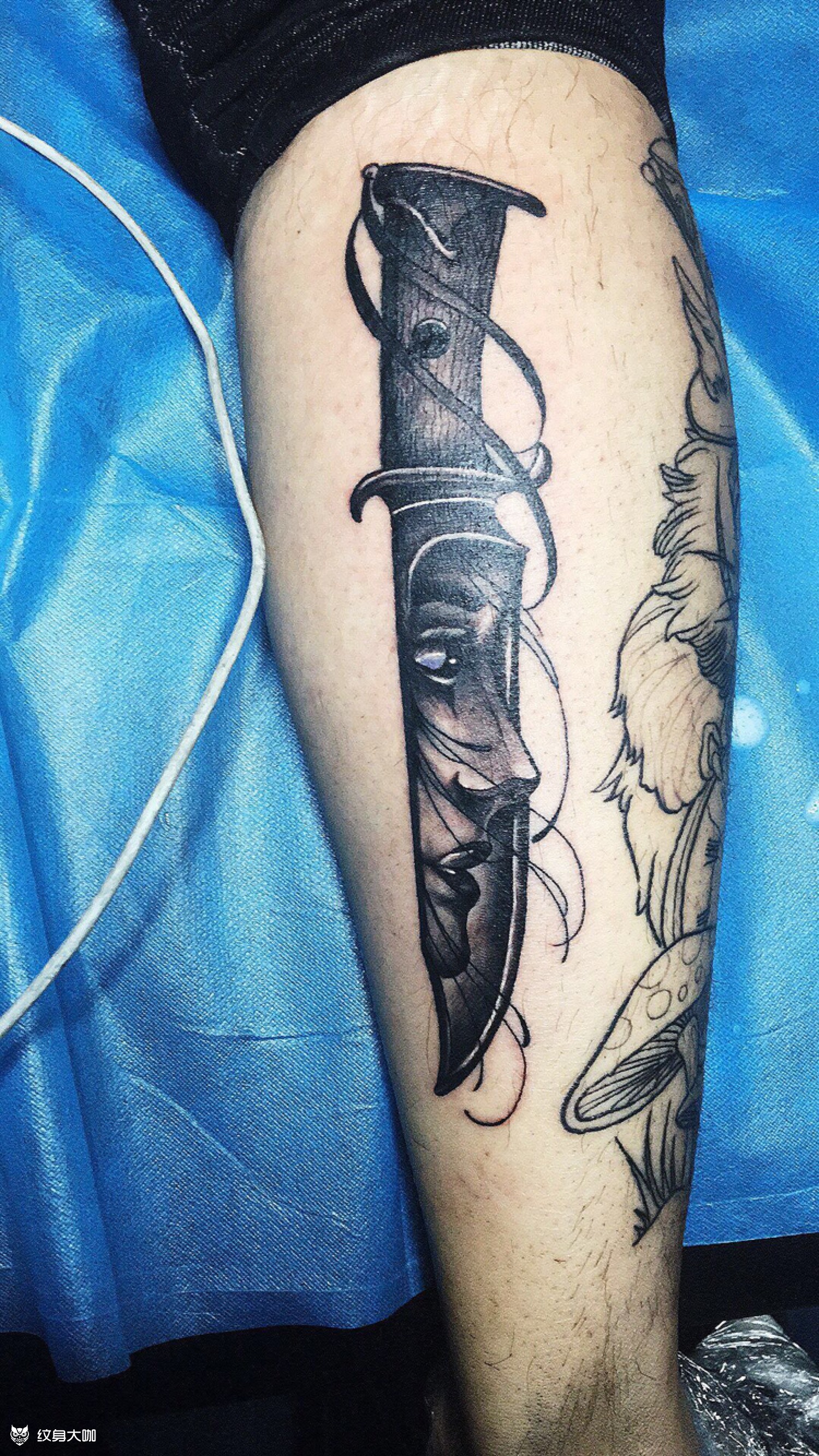 刀一把_纹身图案手稿图片_kay的纹身作品集