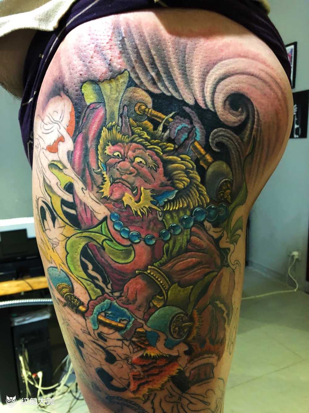 花腿 雷神_纹身图案手稿图片_宋方亮的纹身作品集