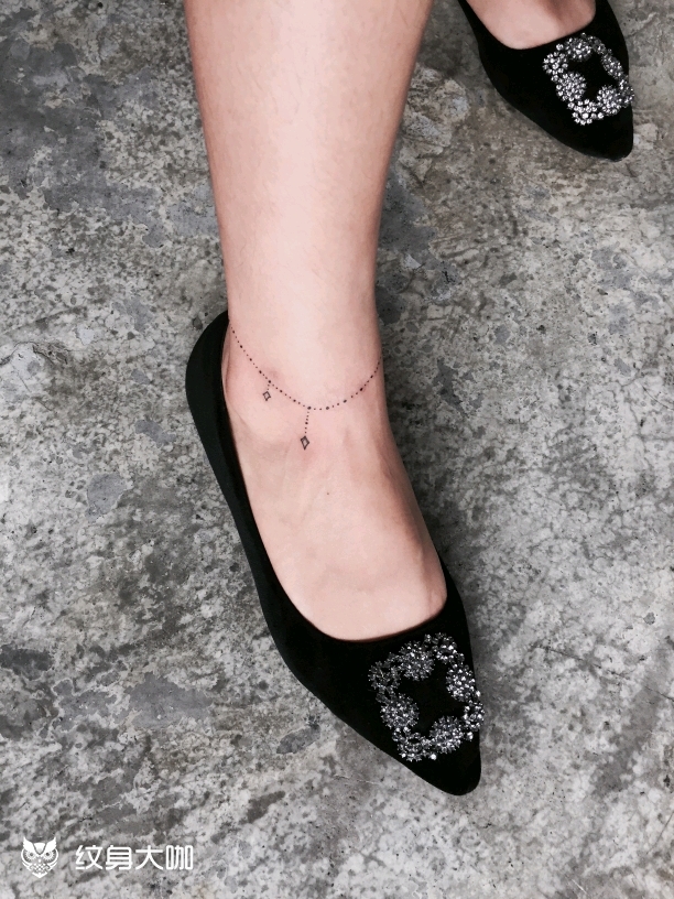 点成线 小脚链_纹身图案手稿图片_肆海的纹身作品集