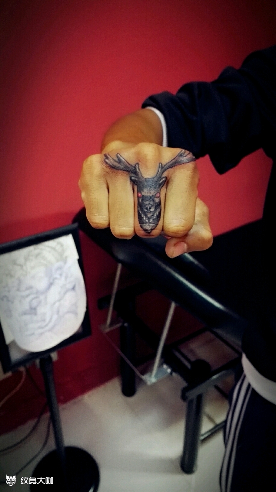 手指鹿_纹身图案手稿图片_纪刚的纹身作品集