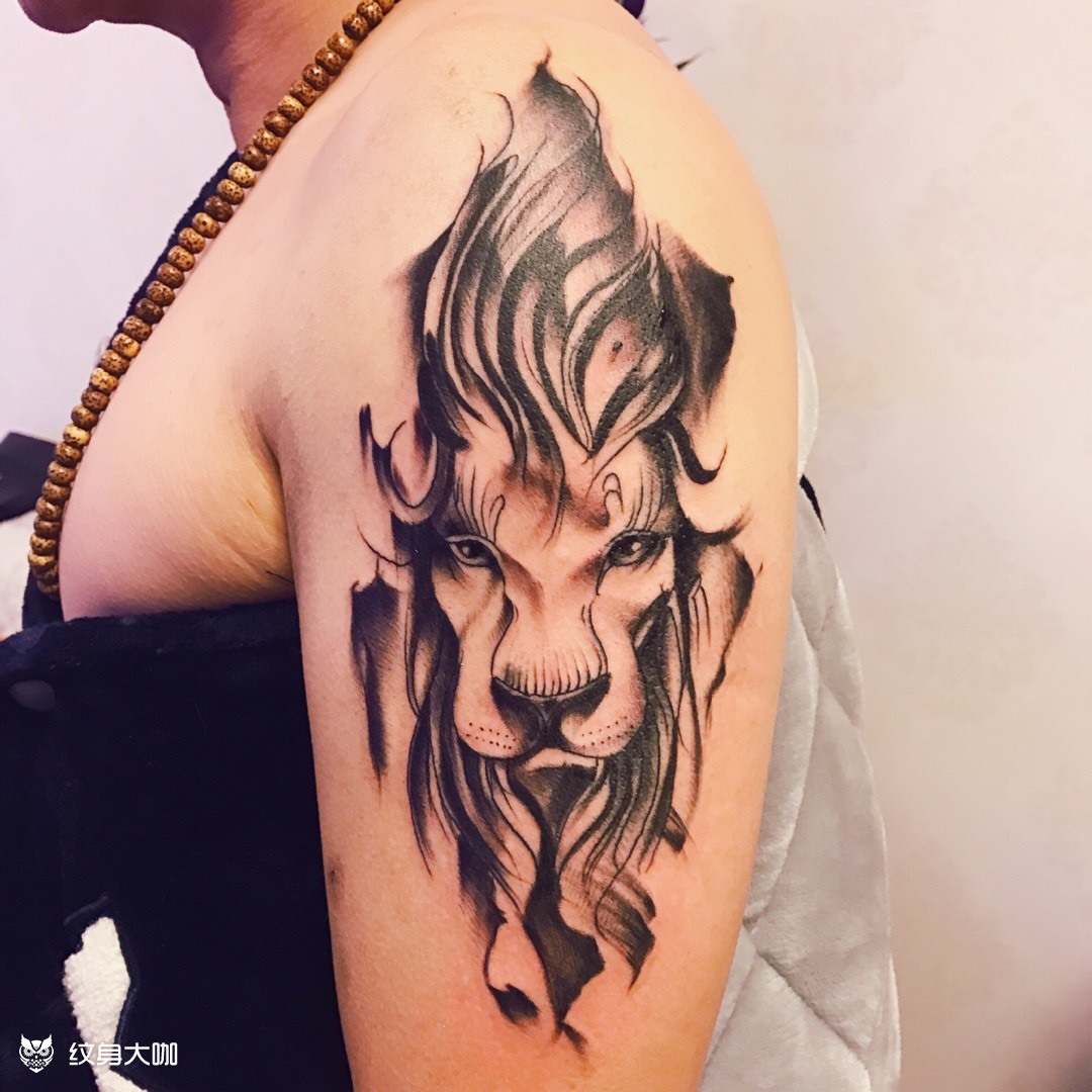 狮子_纹身图案手稿图片_脑花丸子的纹身作品集