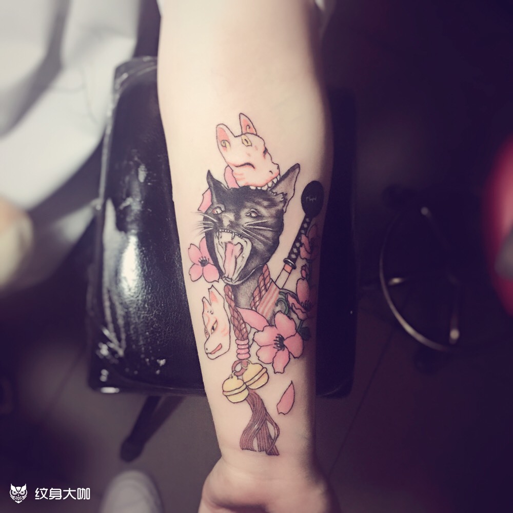 猫头_纹身图案手稿图片_湖里阿东的纹身作品集